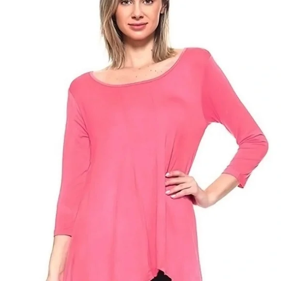 NWT Chic Asymmetrical Hemline Light Pink Tunic Top Size S - Picture 3 of 6